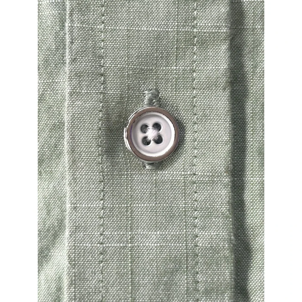 Banana Republic Mens Large Button Down Shirt Green Standard Fit Long Sleeve